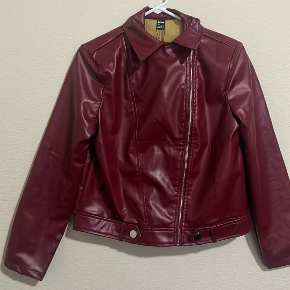 SHEIN Frenchy Ladies' Turn-down Collar Zipper Pu Jacket